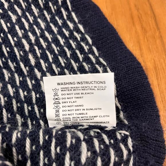 L.A.M. Alpaca Sweater Size Large Half Zip Authentic Bolivian Navy Gray - Picture 11 of 13